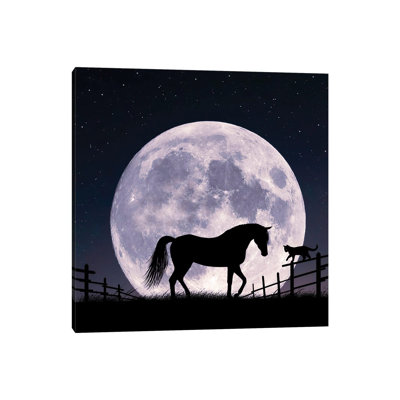 Horse And Moon by Abdullah Evindar - Wrapped Canvas Graphic Art
