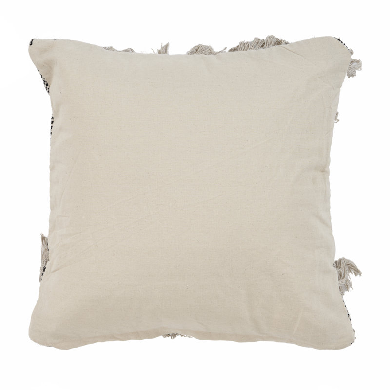 Gray and Cream Handwoven Cotton Diamond Throw Pillow, 20" x 20"