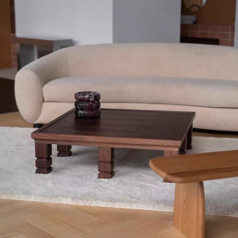 Table basse en frêne et écorce d'arbre rétro, H 16,53 po x L 31,49 po x l 31,49 po