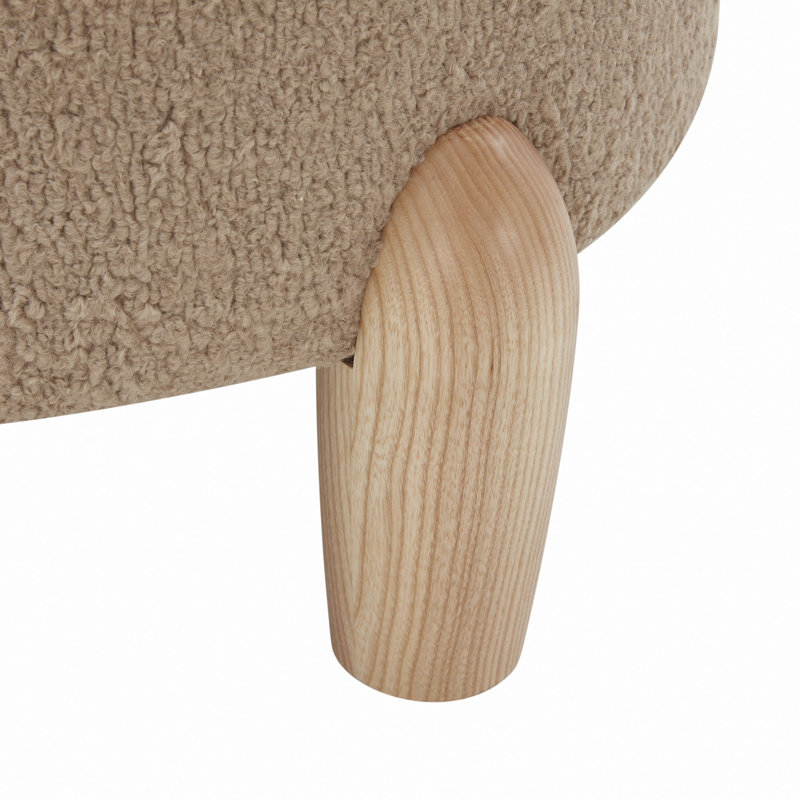 Repose-pieds rond scandinave Geddes, Sherpa brun clair, Brun