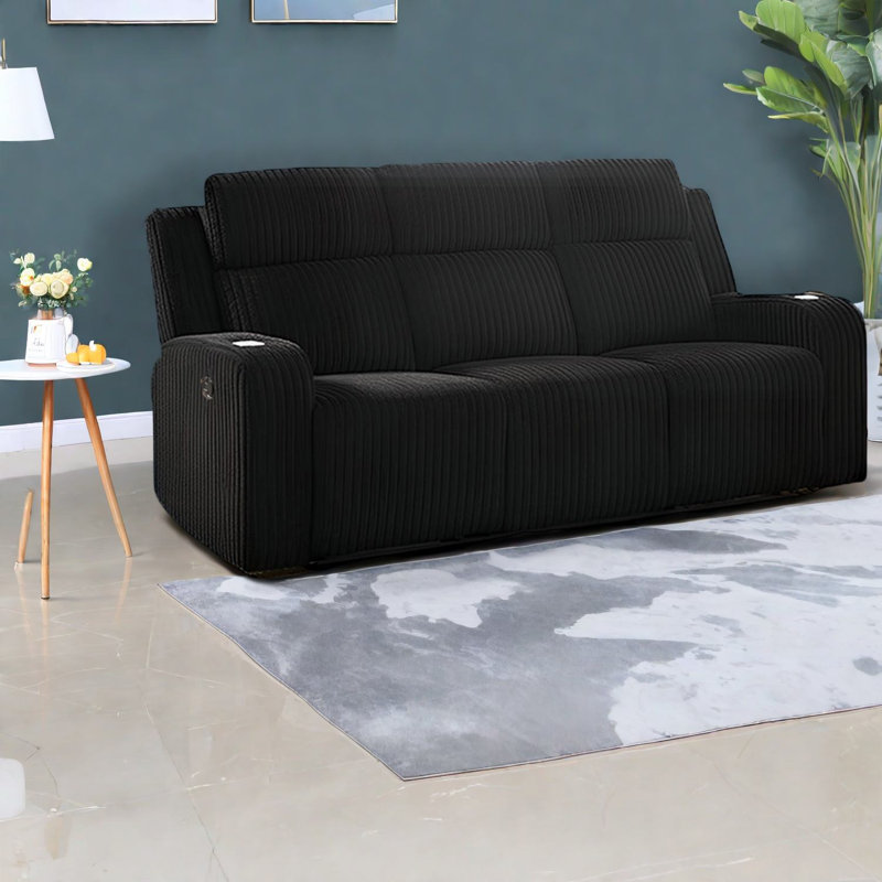 Premium Corduroy Recliners With Bluetooth Speaker, Usb & Wireless Charging For Modern Living Room