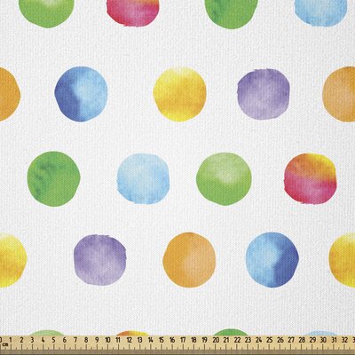 Abstract Fabric By The Yard, Big Polka Dots Colorful Circles Watercolor Paintbrush Modern Art,Square -  East Urban Home, F1839912E4684963B44280FEBEE7A44A