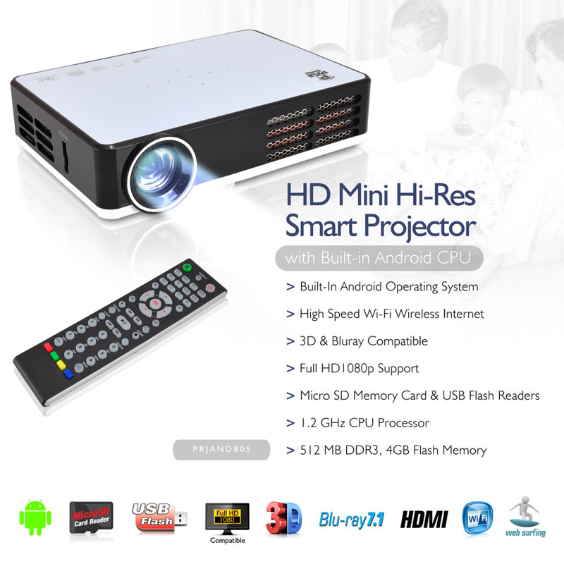 Pyle Pico Projector 1200 Lumens Portable Projector with Remote Included
