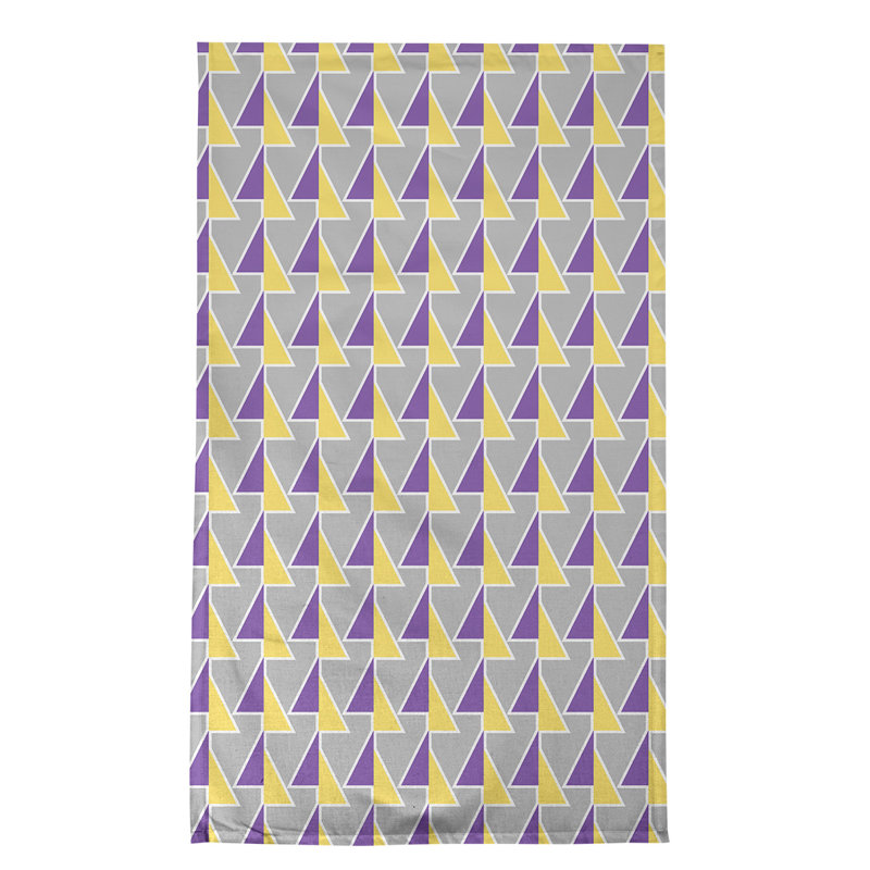 Torchon à flèches, Gris / mauve / jaune, Croisé en coton