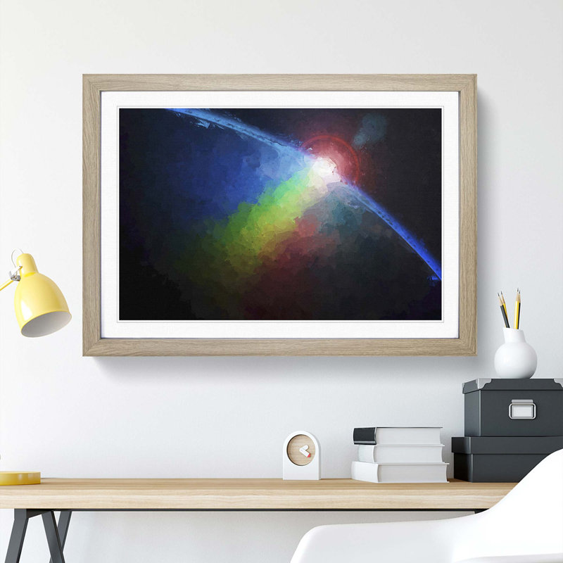 The Earths Atmosphere in Abstract - Picture Frame Painting Print, 48cm H x 65cm W x 2cm D, Oak Framed