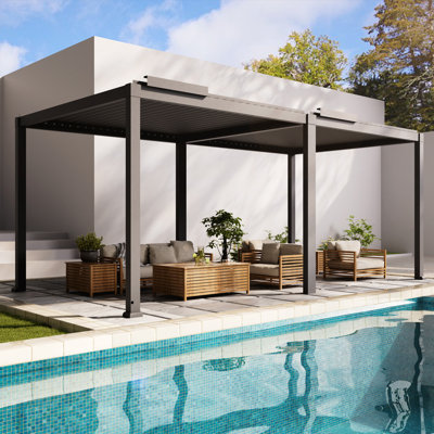 Pergola motorisée à persiennes en aluminium avec lumières DEL intégrées