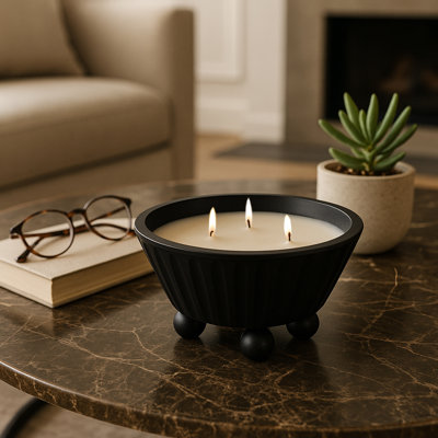Bougie décorative en cire de bois de manguier pour salon - bougie moderne avec pieds piédestal pour chambre à coucher, table basse ou bibliothèque