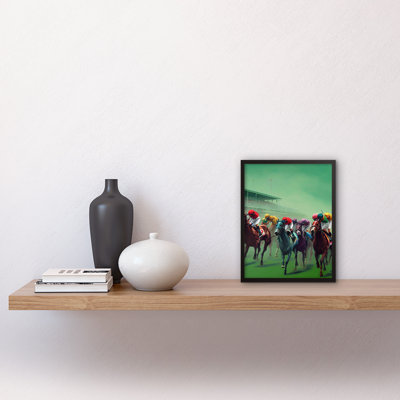 Kentucky Derby Horse Racing Jockeys 1 Piece Single Picture Frame Wall Art