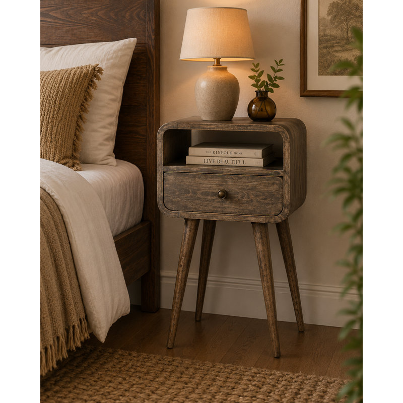 Lindall 30cm W Solid Wood Bedside Table