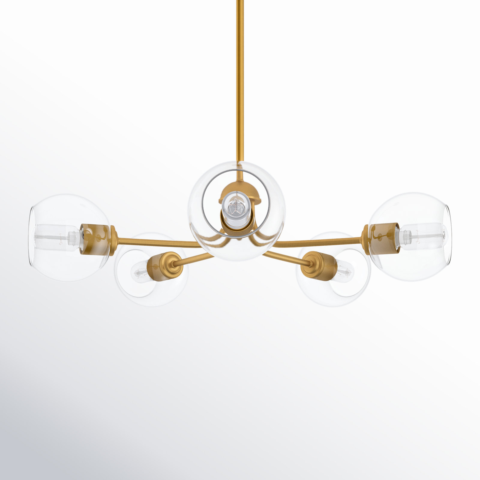 Mirianne 5 - Light Steel Dimmable Chandelier, Natural Aged Brass