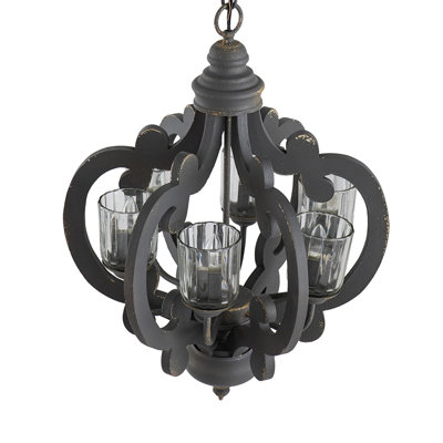 Luminaire suspendu de style lustre en bois de ferme 6 lumières avec chaîne réglable pour le vestibule du salon de la salle à manger, ampoule non incluse