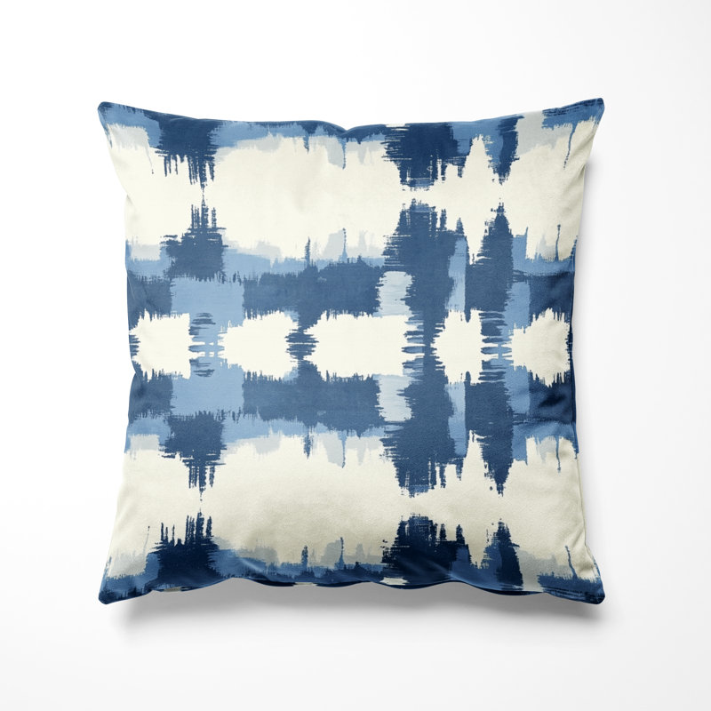 Coussin décoratif moderne Modern - Ikat Blue Horizon, H 16 po x l 16 po