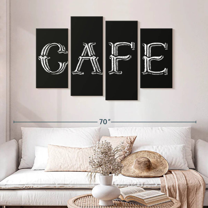 Tableau noir, typographie de café, H 32 po x l 52 po