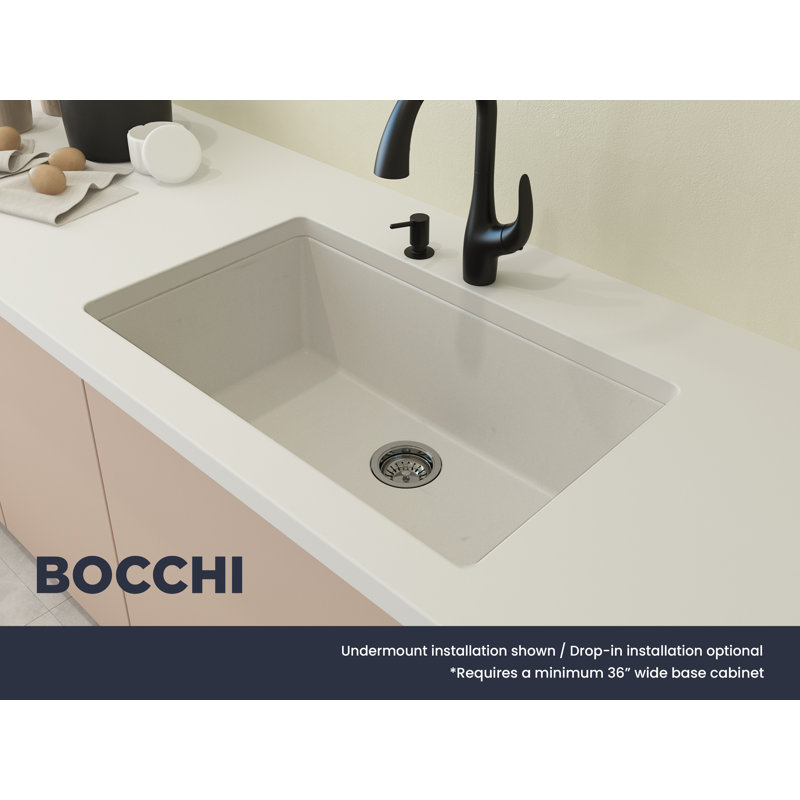 Campino Single Basin Kitchen Sink, 9.5" H x 22" W x 33" L
