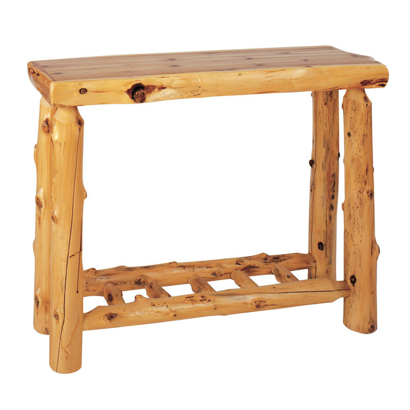 Fireside Lodge Cedar Log Open Sofa Table with Shelf - Natural