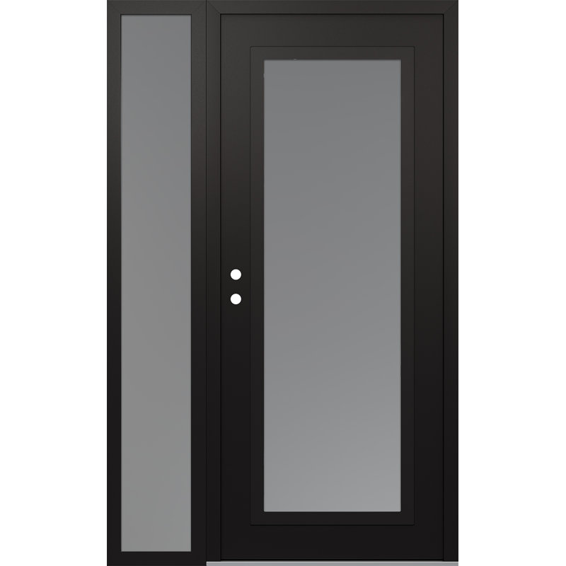 Panneau d'entrée en verre noir givré noir / blanc avec porte d'entrée latérale pré-montée Sidelite, L 49,25 po x H 81,69 po