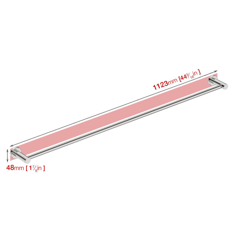 44.1875'' 1 Wall Towel Bar, Polished Stainless Steel