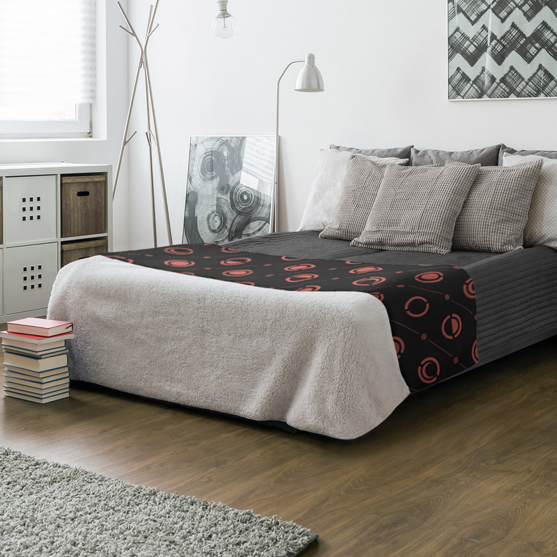 Couverture polaire moon phases, l 50 po x L 60 po, Rouge / noir