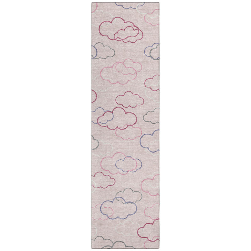 Machine Washable Indoor/Outdoor Chantille ACN2508 Kids Rug, Runner 2'3" x 7'6", Pink