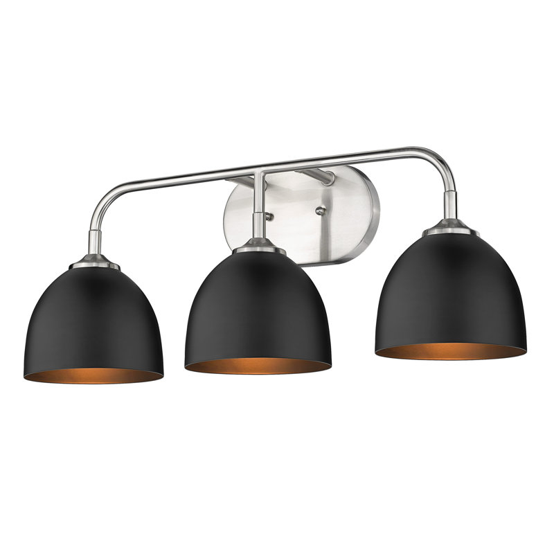 Ringwood 3-Light Dimmable Bathroom Light, Étain, Noir mat