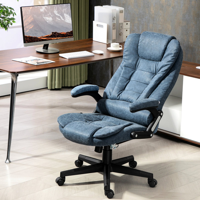 Blue Office Chair With Adjustable Seat & Vibration Massage - Support Your Back High And Reclining Functions Improve Posture Relaxation