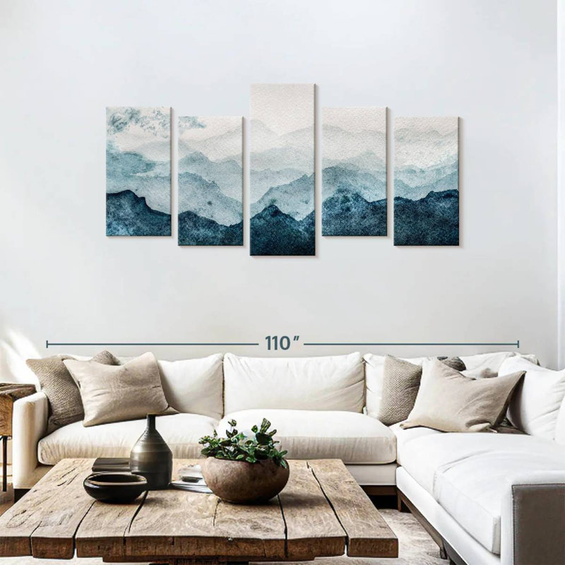 Avery, paysage de montagne japonais abstrait, H 40 po x l 80 po