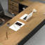 Bureau de direction en bois massif avec tiroirs Burlywood-1873116110-1873116114