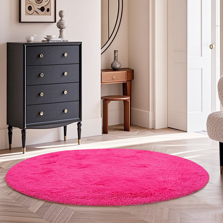 Plush Round Area Rug, Soft Fuzzy Shag Rug for Bedroom Living Room Balcony, Fluffy Carpet for Home Decor, Non-Slip Cozy Decorative Rug.