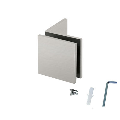 Pince pour verre de douche, bord carré 90 degrés 50X50mm, finition nickel brossé