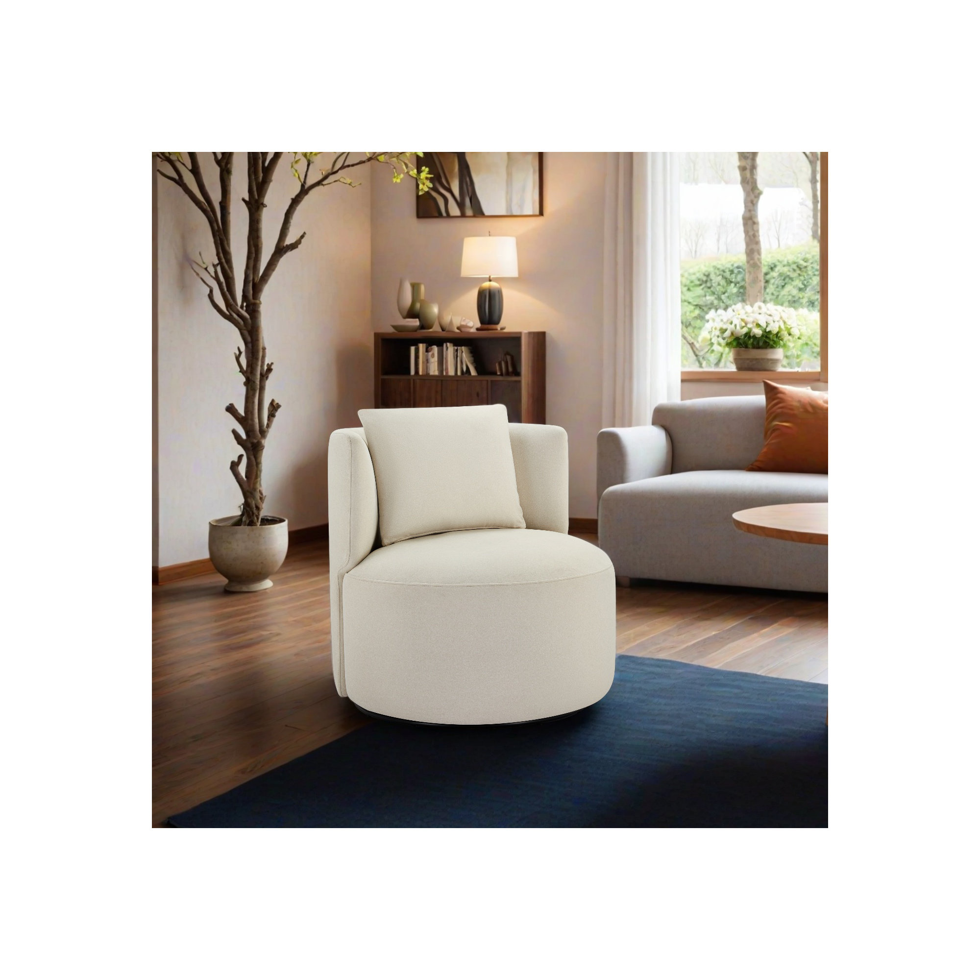 Gracie Swivel Accent Chair, Vesper Nature Velvet