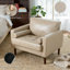 Fauteuil club capitonné à accoudoirs carrés en similicuir avec 2 coussins-1509266250