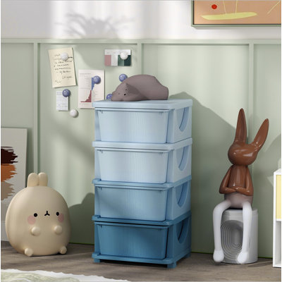 Unité de rangement pour enfants à 4 niveaux QABA, 4 tiroirs, coffre à jouets, bacs en plastique pour chambre d'enfant