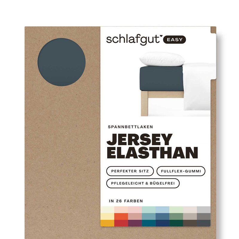 Jersey Elastane Fitted Sheet EASY, 100% Cotton, Grey Deep, M 120 x 220cm - 130 x 220cm