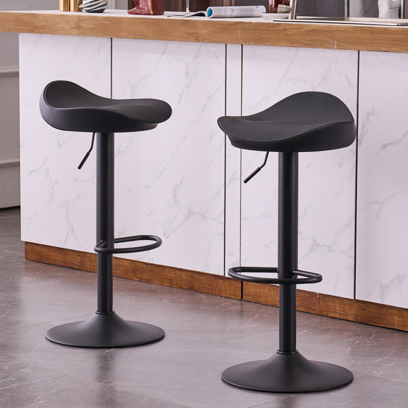 Swivel Adjustable Height Counter Stool with Metal Frame, Black