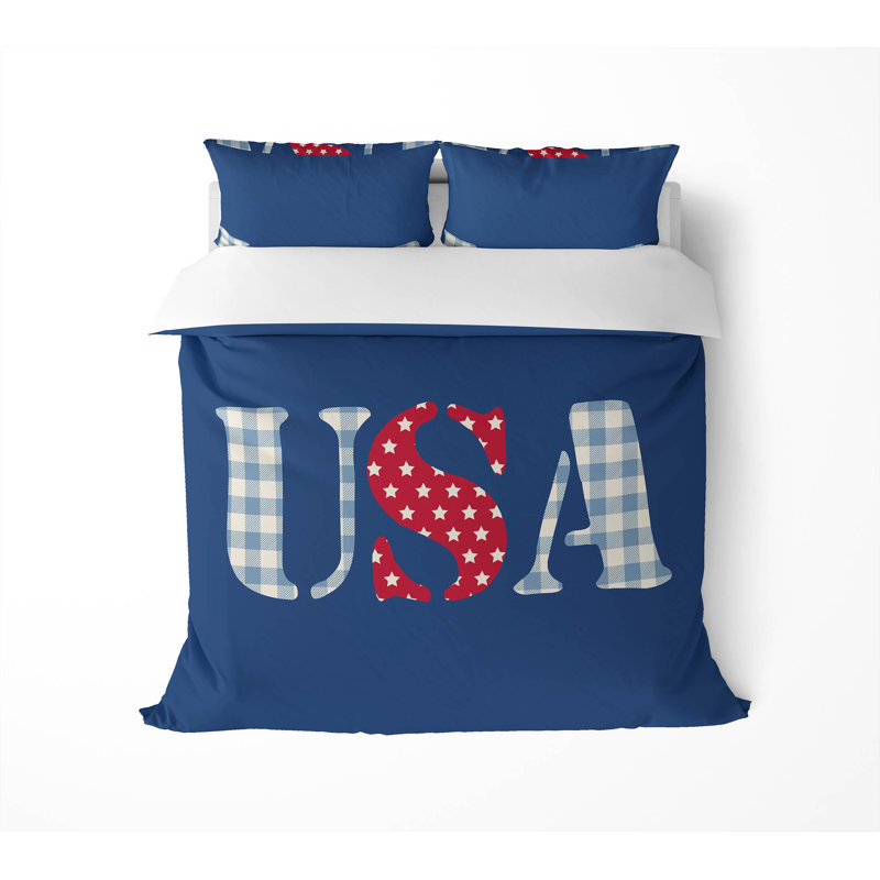 USA Gingham Lightweight Decorative Comforter Set, Twin Comforter + 2 Standard Pillowcases