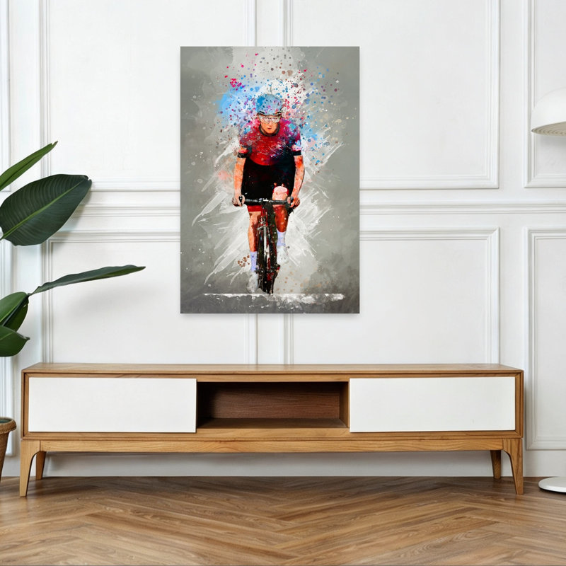 «Dynamic Cycling Splash», art mural contemporain, 48" H x 32" W