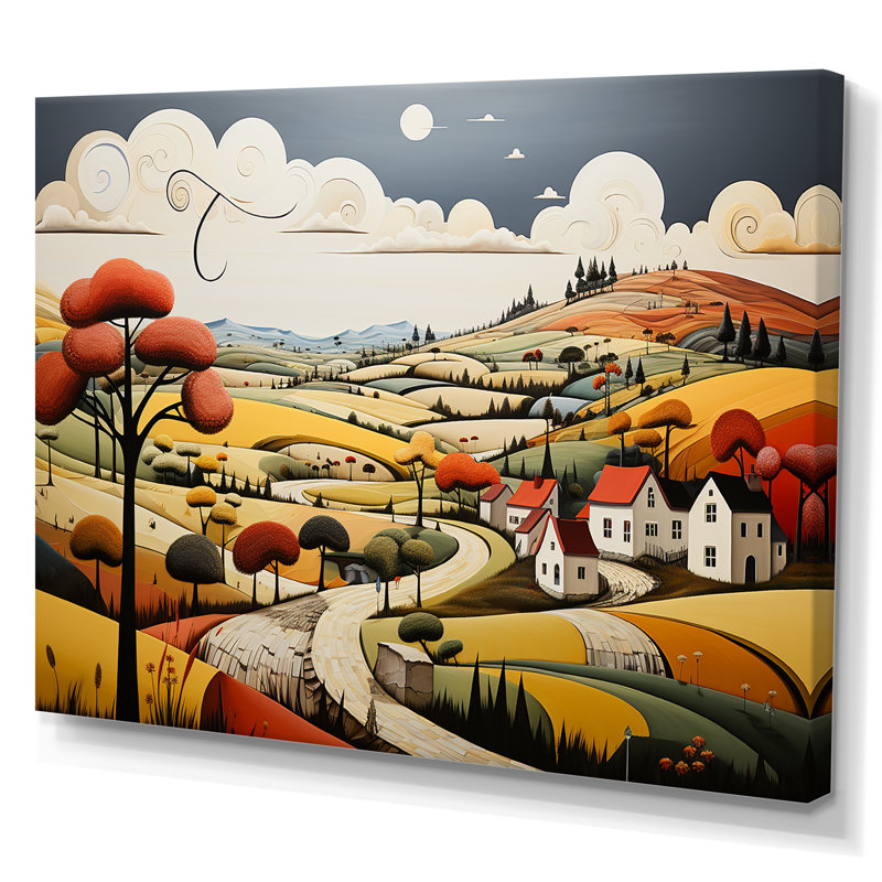 «Country Side De Stijl Lansdcape - campagne», reproduction d'art sur toile, Toile tendue, H 30 po x l 40 po x P 1,5 po