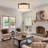 4-Ligh 20.47" Modern Drum Semi Flush Mount Ceiling Light With Fabric Shade For Bedroom, Kitchen, Entryway-386461713-386461726