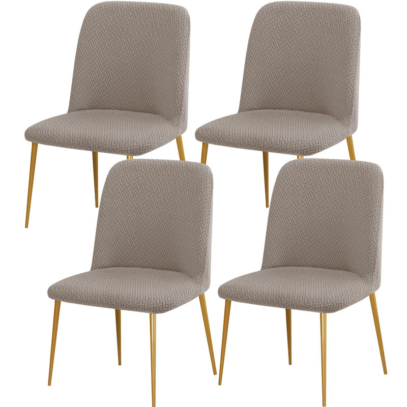Ensemble de 4 housses de chaise à dossier courbé de style Mid-Century moderne (kaki)