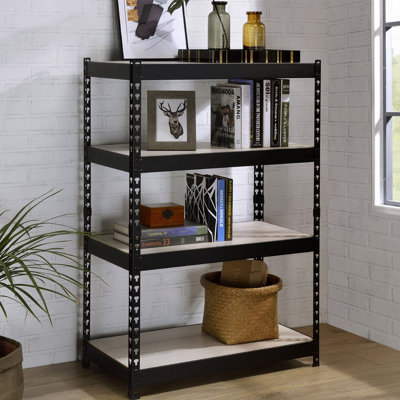 4 Tier Rectangular Bookcase with Adjustable Shelves