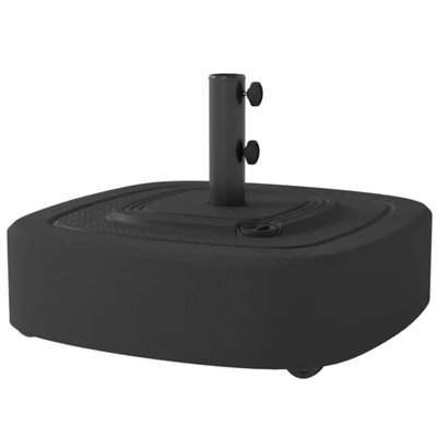 Black Wood Grain Fillable Patio Umbrella Base with Brake Wheels, HDPE Weighted Umbrella Stand Fits 1.5"/1.89" Poles, Holds 86 Lbs Water / 110 Lbs Sand for Up to 13.1ft Single & Double Head Outdoor Umbrellas
