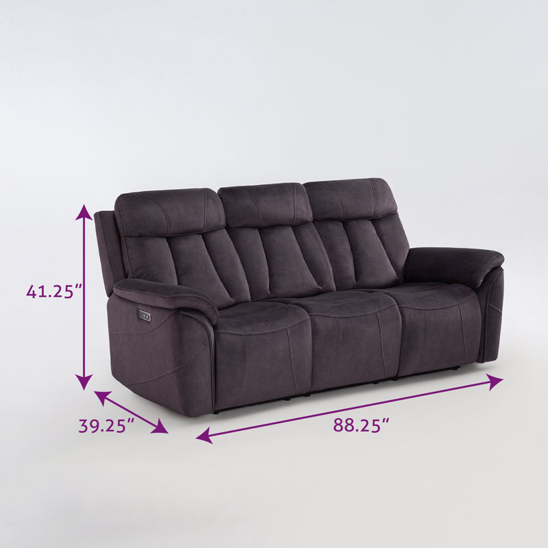 Keveon 41" Swivel Upholstered Power Reclining loveseat sofa with USB Port and Adjustable Headrest