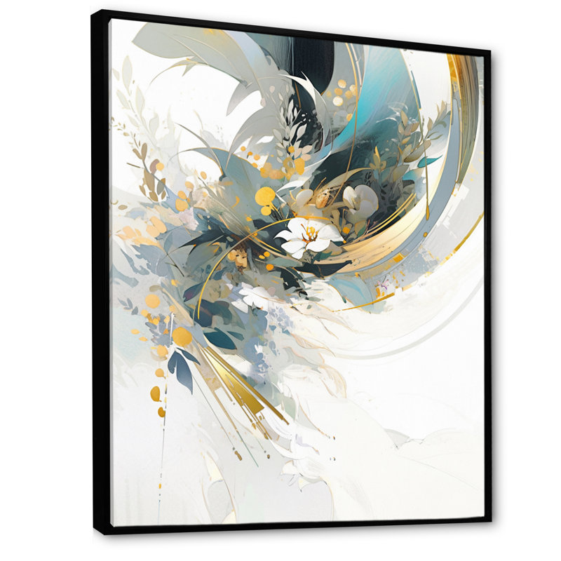 «Turquoise and Gold Mosaic Echoes II», reproduction sur toile, H 32 po x l 24 po x P 1 po, Cadre flottant noir