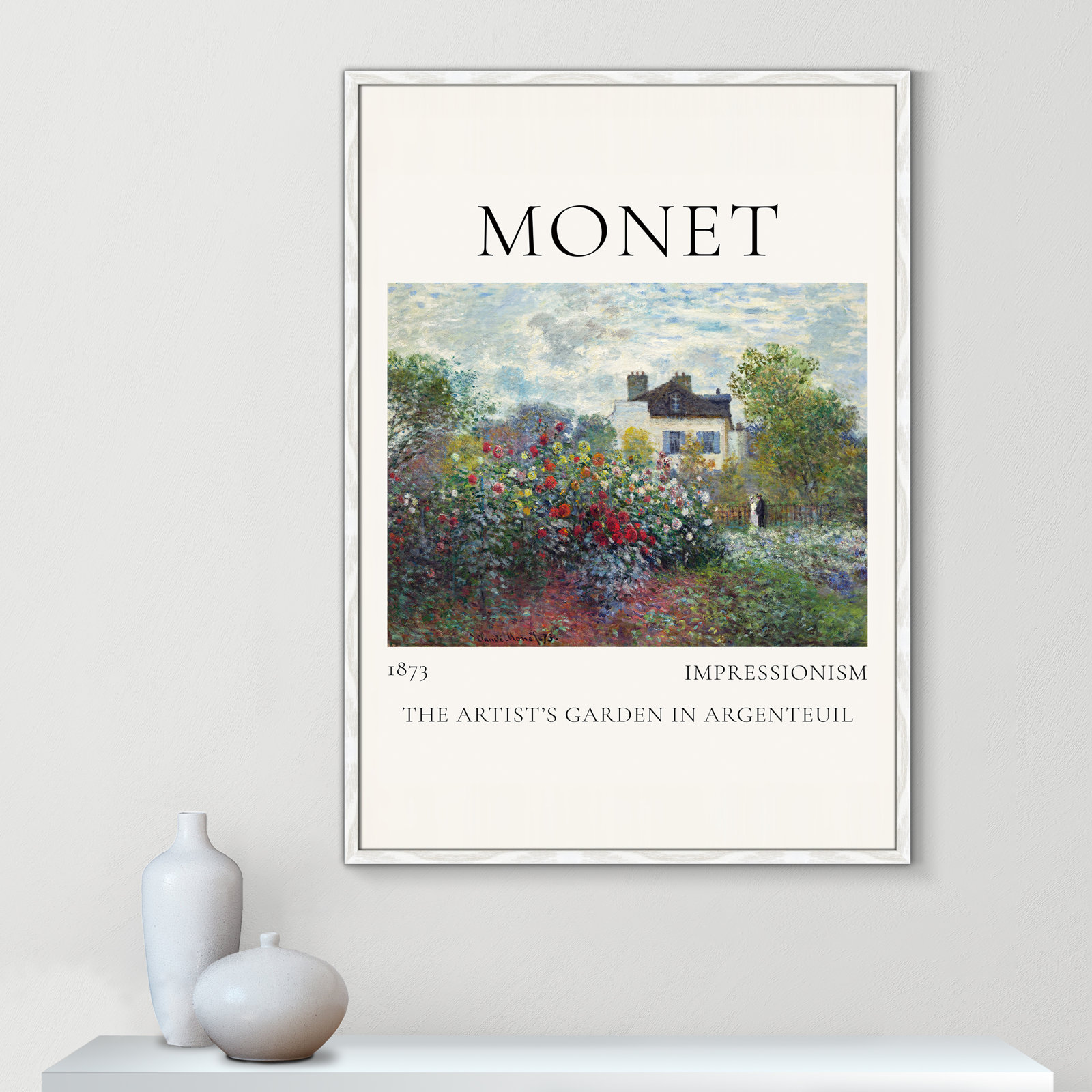 Rocchetto "Artists Garden in Argenteuil" Print, White Single Picture Frame, No, 41.5" H x 29.5" W x 0.75" D