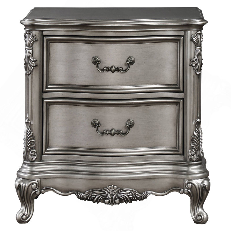 Table de chevet 2 tiroirs Antique Platinum