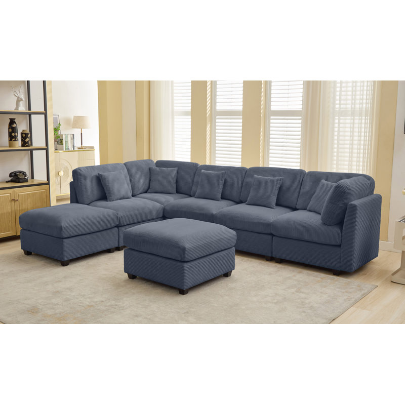 Canapé modulaire 7 pièces 7 pièces, Velours côtelé gris foncé