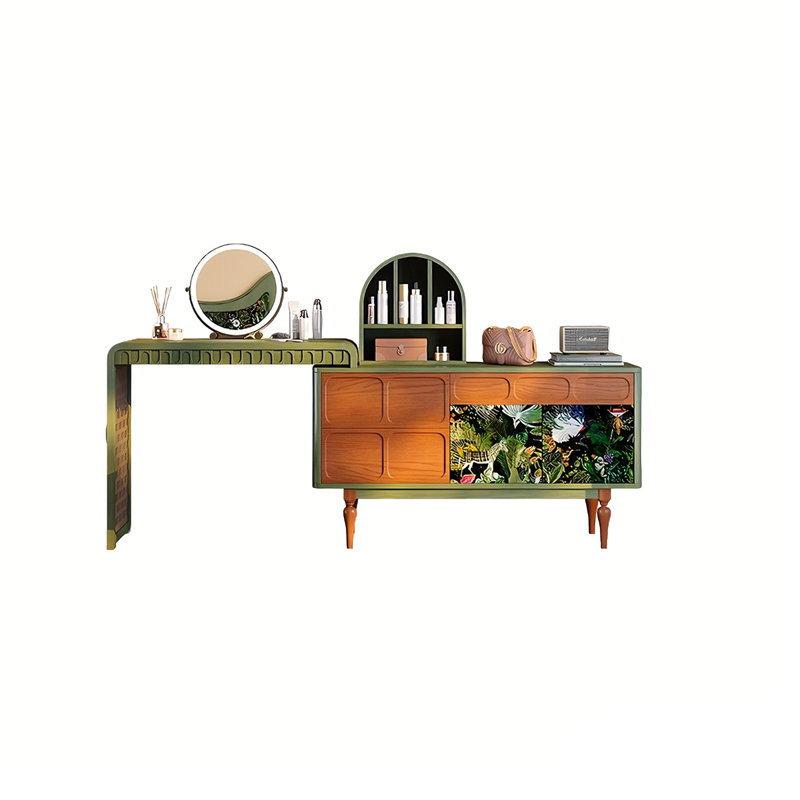 79.72"Green Minimalist Solid Wood Dressing Table