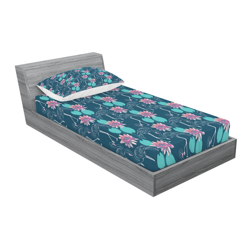 Ensemble de draps floral tropical, Ensemble de draps pour lit simple avec drap-housse
