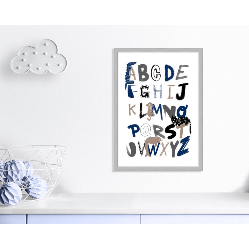 Critter Alphabet 1, impression sur papier, H 34,5 po x l 24,5 po x P 0,6 po, Encadré plat argent
