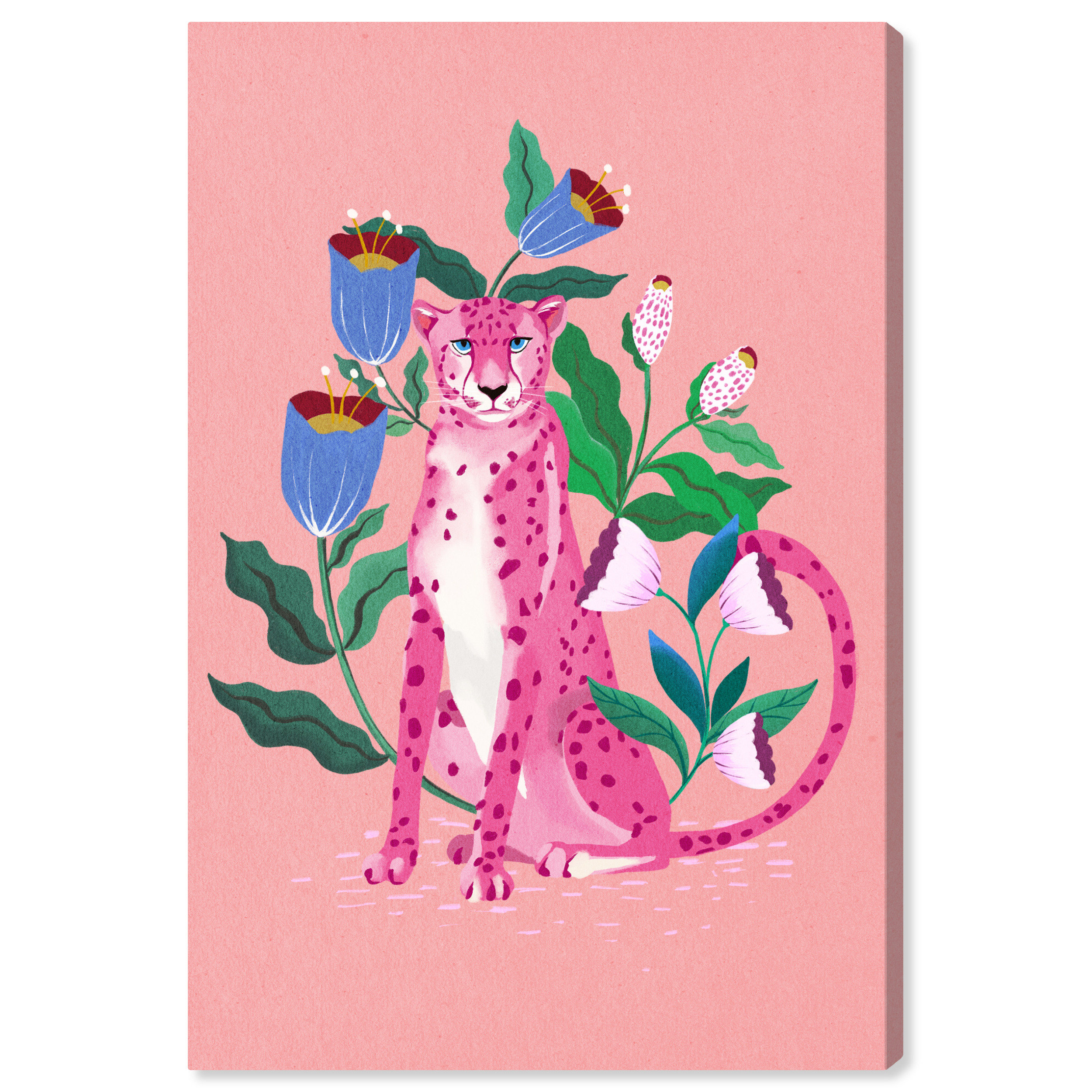 Red Barrel Studio Animals Pink Leopard Floral Modern Pink Canvas Wall ...